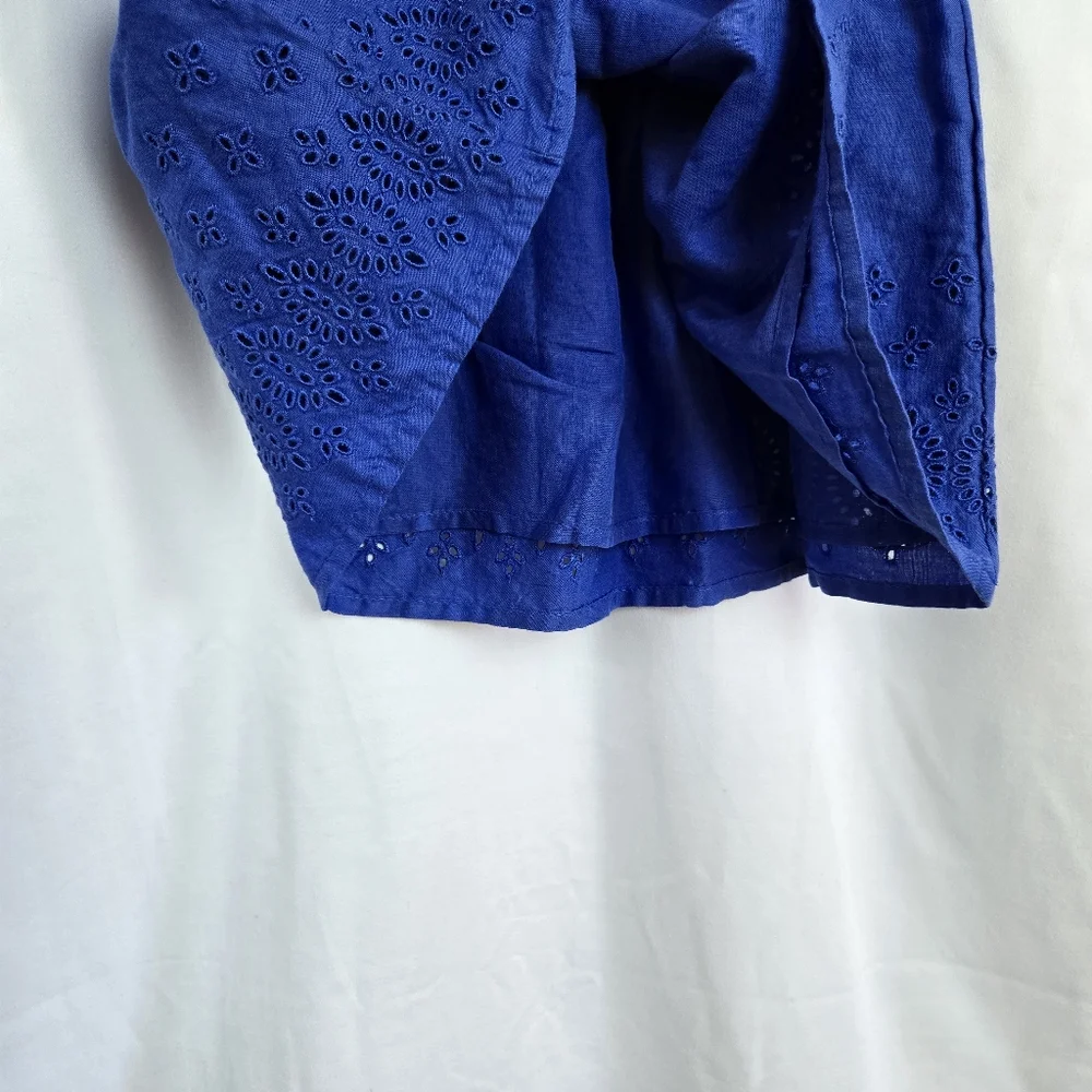 Old Navy Girls Blue Sleeveless Tie-Front Embroidered Smocked Summer Dress 2T New - Picture 7 of 9